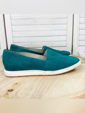 Franco Sarto Bonza Suede Slip On Loafers Flats Dark Teal Green Size‎ 8 Casual